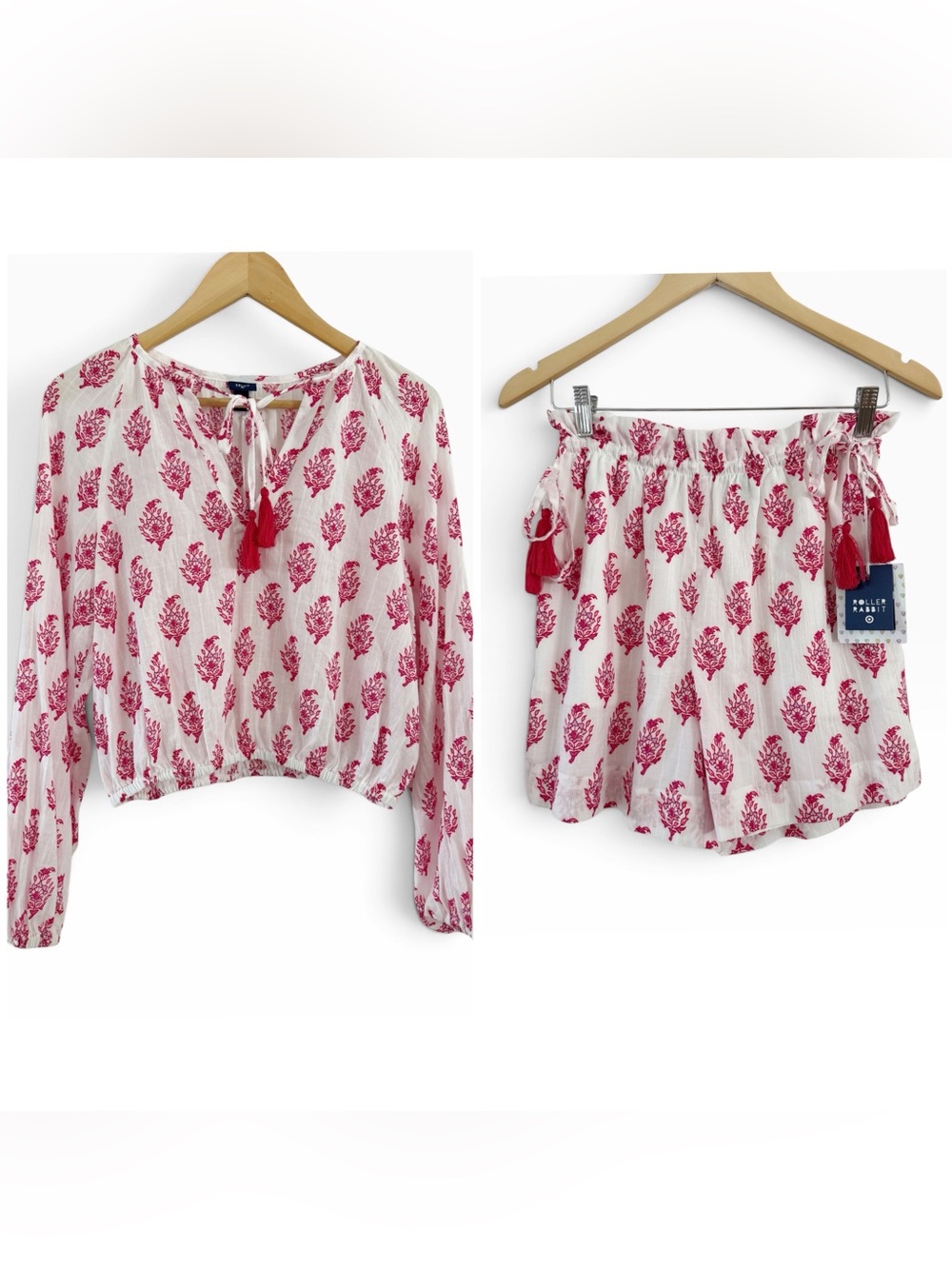 Roller Rabbit x Target Bouquet Floral Boho Blouse Top & Matching Shorts Set NEW